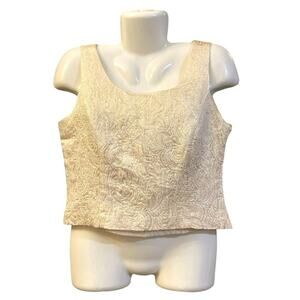 Positive Attitude Women's Petite Gold Metallic Cropped Elegant Top Lined SZ 12P